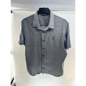 Travis Mathew‎ Shirt Mens XL Gray Button Up Short Sleeve Pocket Casual Golf